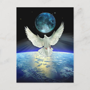 Taube des Friedens über den Planeten Erde Postkarte