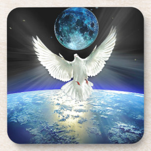 Taube des Friedens über Planet Erde Sonnenaufgang Getränkeuntersetzer