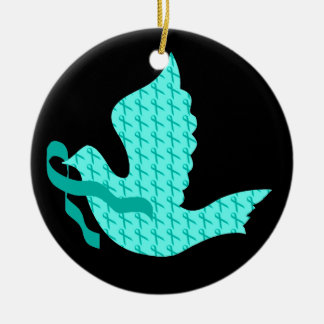 Taube des Hoffnungs-aquamarinen Bandes - Keramik Ornament