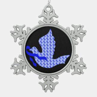 Taube des Hoffnungs-blauen Bandes - Darmkrebs Schneeflocken Zinn-Ornament