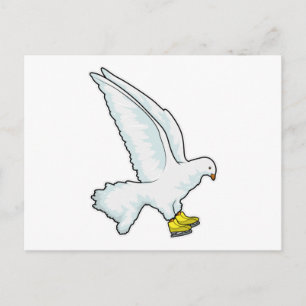 Taube Eislaufen Schlittschuhe Postkarte