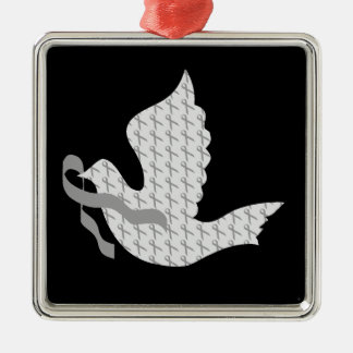 Taube Hoffnungs-des grauen Band-Hirntumor-Tumors Silbernes Ornament