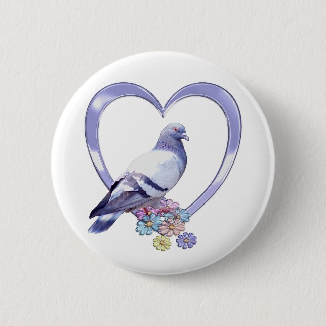 Taube im Herzen Button (Vorderseite)