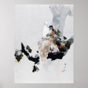 Taube in einem Baum, Watanabe Seitei Poster
