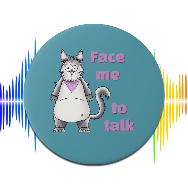 Taube Katze Daisy Gehörverlust-Bewusstsein Persona Button (visible disability signal, non medical awareness art, storybook cat kids accessibility pin badge)