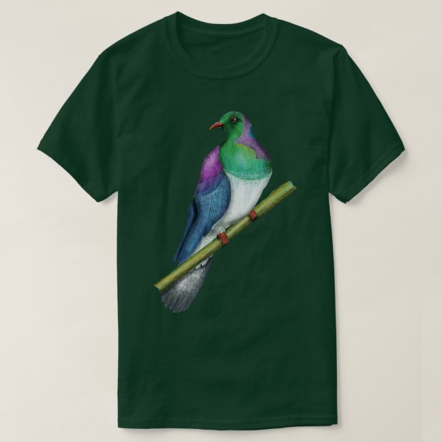 Taube Kereru Neuseeländischer Vogel T-Shirt (Design vorne)