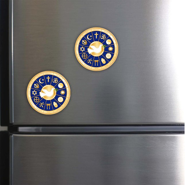 Taube Magnet (Dove of Peace Magnet.
Post inspirational art. Gold icons of world faiths.)