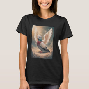 Taube mit Angelflügen und Halo unter Wolken Ar T-Shirt