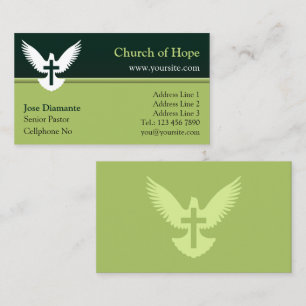 Taube mit Cross Forest Green Church Card Visitenkarte