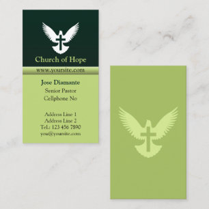 Taube mit Cross Forest Green Vertikale Church Card Visitenkarte