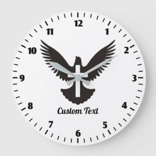 Taube mit Cross Large Clock Große Wanduhr