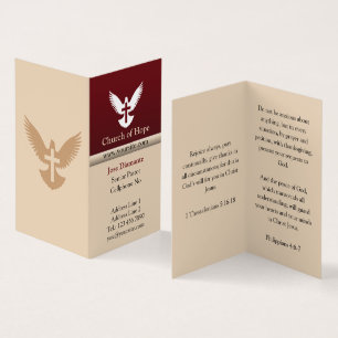 Taube mit Kreuzrot und Beige Vertikal geklappt Visitenkarten