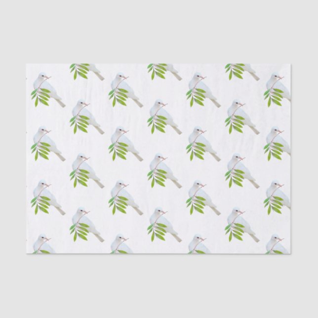 Taube mit Olive Branch Tissue Seidenpapier (Vorderseite)