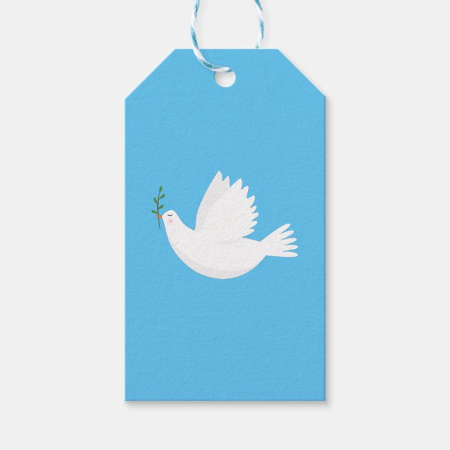 Taube mit Olivenzweig Geschenkanhänger (Vorderseite)