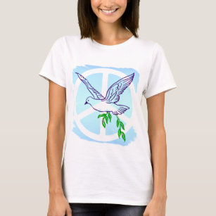 Taube mit Ölzweig-und Friedenszeichen T-Shirt
