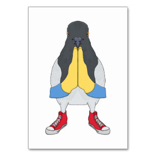 Taube mit Schuhen Tischnummer