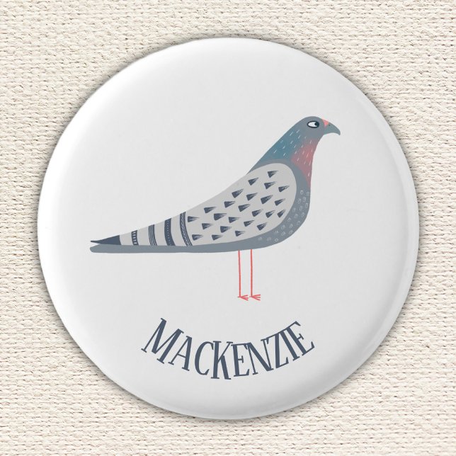 Taube Personalisiert Button (Fun personalized custom name pigeon pin for bird lovers)