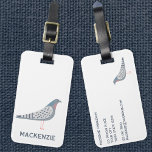 Taube Personalisiert Gepäckanhänger<br><div class="desc">Eine lustige Taube. Ideal für Vogelliebhaber,  Taubenrenner oder alle anderen,  die diese charakteristischen Kreaturen Lieben. Originelle Kunst von Nic Squirrell. Ändern Sie den Namen und die Details,  um sie anzupassen.</div>