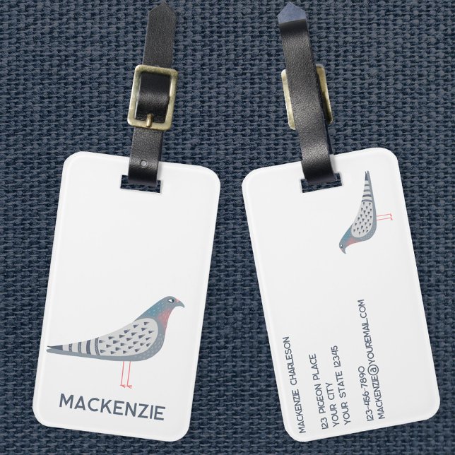 Taube Personalisiert Gepäckanhänger (Fun personalized pigeon luggage tag for bird lovers)