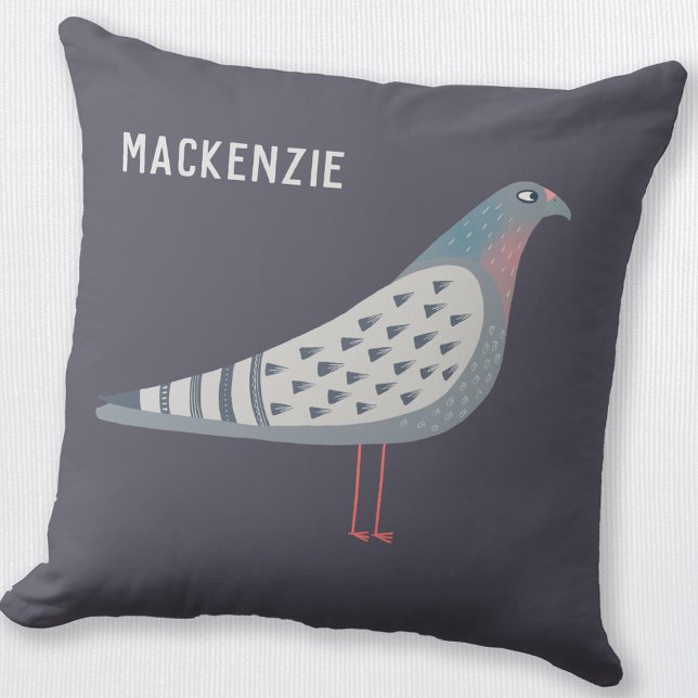 Taube Personalisiert Kissen (Personalized custom name pigeon bird throw pillow)