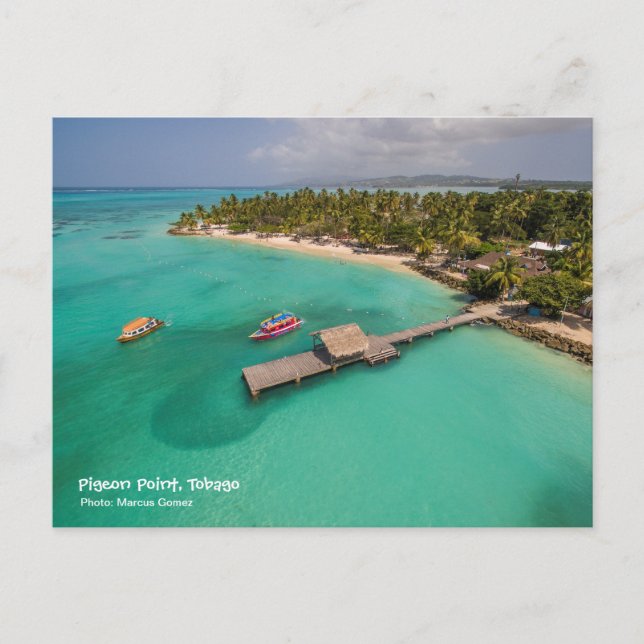 Taube Point Tobago mit Glasbodenbooten Postkarte (Vorderseite)