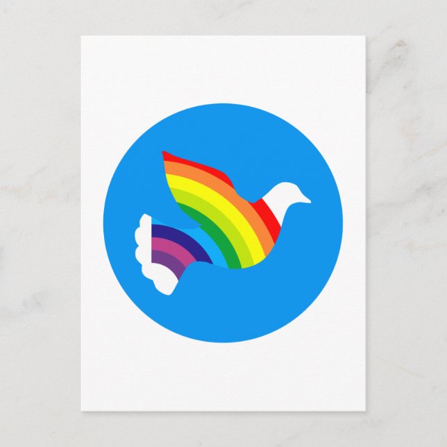 Taube Regenbogen Postkarte (Vorderseite)