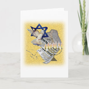 Taube Tallit Menorah mit Hintergrund Feiertagskarte