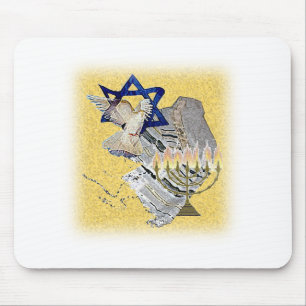 Taube Tallit Menorah mit Hintergrund Mousepad