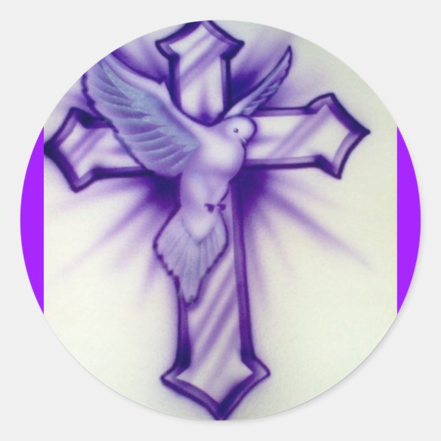 Taube und Kreuz Runder Aufkleber (Vorderseite)