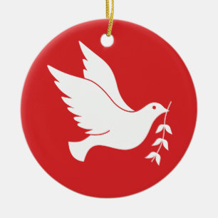 Taube und Ölzweig Keramikornament