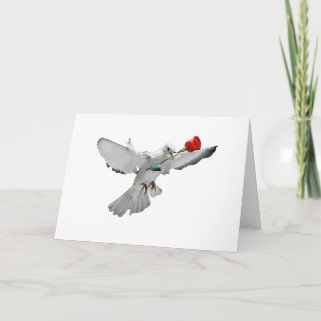 Taube und Rose Karte (Vorderseite)
