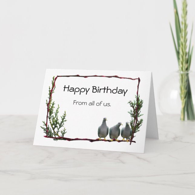 Tauben auf der Twig Birthday Card Karte (Vorderseite)