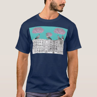 Tauben auf Vrsovice-Tauben auf tschechischen Gebäu T-Shirt