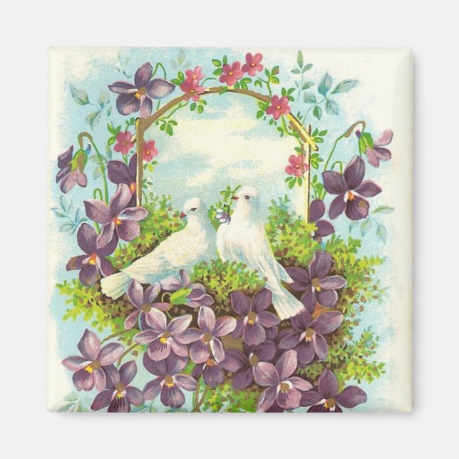 Tauben & Blumen Magnet (Vorne)