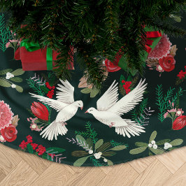 Tauben Blumengrün Polyester Weihnachtsbaumdecke