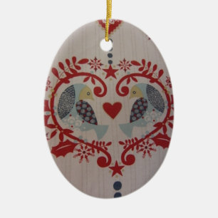Tauben & Herzen -- Pennsylvania Dutch Keramik Ornament