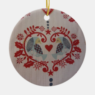 Tauben & Herzen -- Pennsylvania Dutch Keramikornament