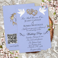 Tauben, Herzen, QR-Code - Blaue Perle/Gold