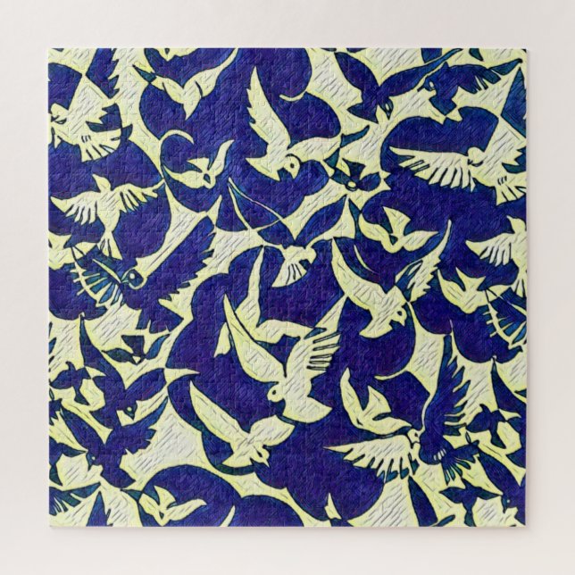 Tauben im Flug Puzzle (Vertikal)