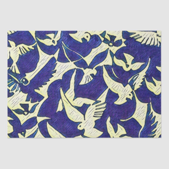 Tauben im Flug Seidenpapier (Vorderseite)