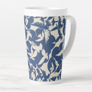 Tauben im Vintagen Vogeldesign in Weiß und Blau Milchtasse