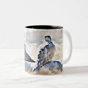 Tauben in der Himmels-Kaffeetasse/Tasse Zweifarbige Tasse