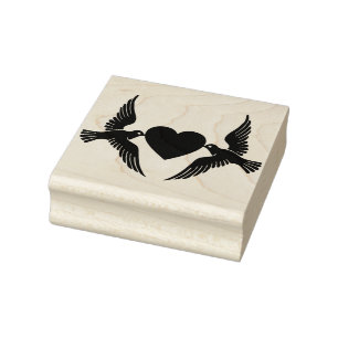 Tauben mit Herz Gummistempel
