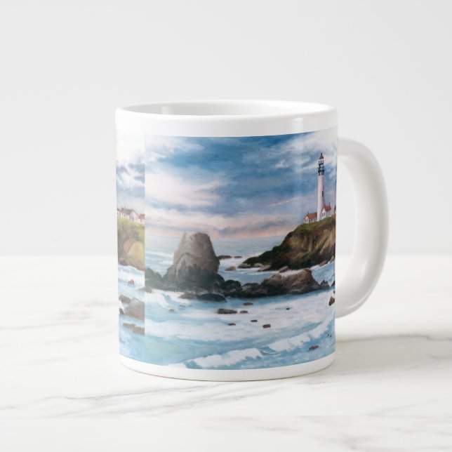 Tauben-Punkt-Leuchtturm Jumbo-Tasse (Vorderseite Rechts)
