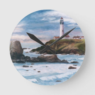 Tauben-Punkt-Leuchtturm-Wanduhr Runde Wanduhr