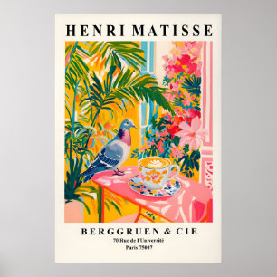 Tauben-Trinkkaffee-Kunstposter Lustiger Matisse Poster