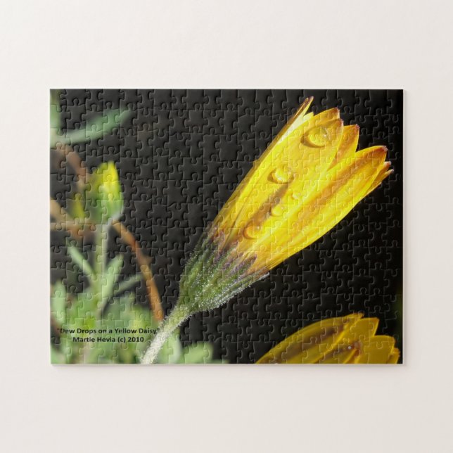 Tauben tropft auf eine gelbe Daisy - Puzzle (Horizontal)