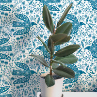 Tauben und Blume Aquamarine und weiße Vogelkunst