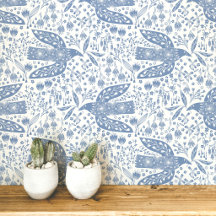 Tauben und Blume Blaue und weiße Vogelkunst