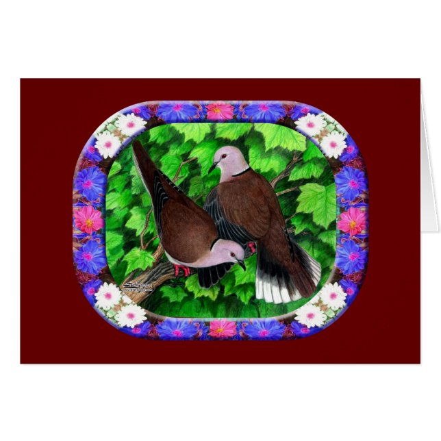 Tauben und Blume Gerahmt (Vorderseite (Horizontal))